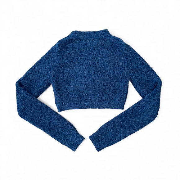 EUC Edikted Mega Star cropped long sleeve Blue Sweater Size Small - Picture 3 of 7